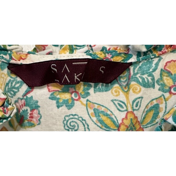 SAKI 100% Cotton Boho Floral Peasant Dress Women’s Small Cottagecore Tiered Midi - Picture 4 of 9